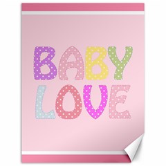 Pink Baby Love Text In Colorful Polka Dots Canvas 12  X 16   by Simbadda