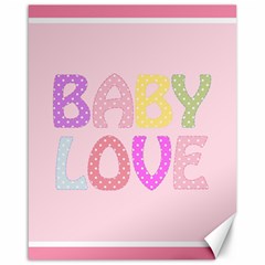 Pink Baby Love Text In Colorful Polka Dots Canvas 16  X 20   by Simbadda