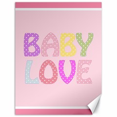 Pink Baby Love Text In Colorful Polka Dots Canvas 18  X 24   by Simbadda