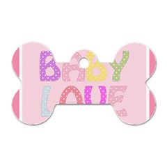 Pink Baby Love Text In Colorful Polka Dots Dog Tag Bone (two Sides) by Simbadda