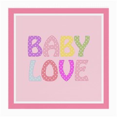 Pink Baby Love Text In Colorful Polka Dots Medium Glasses Cloth (2-side) by Simbadda