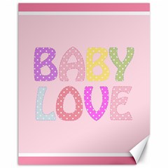 Pink Baby Love Text In Colorful Polka Dots Canvas 11  X 14   by Simbadda