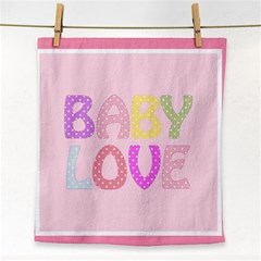 Pink Baby Love Text In Colorful Polka Dots Face Towel by Simbadda