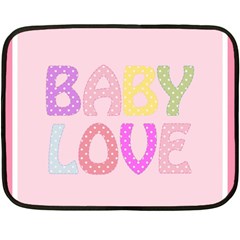 Pink Baby Love Text In Colorful Polka Dots Fleece Blanket (mini) by Simbadda