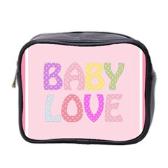 Pink Baby Love Text In Colorful Polka Dots Mini Toiletries Bag 2-side by Simbadda