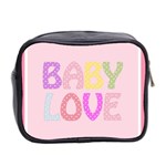 Pink Baby Love Text In Colorful Polka Dots Mini Toiletries Bag 2-Side Back