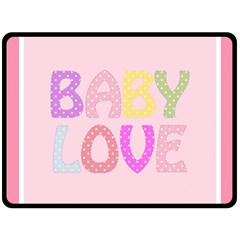 Pink Baby Love Text In Colorful Polka Dots Fleece Blanket (large)  by Simbadda