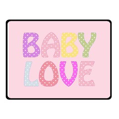 Pink Baby Love Text In Colorful Polka Dots Fleece Blanket (small) by Simbadda