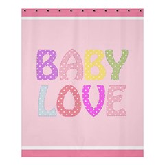 Pink Baby Love Text In Colorful Polka Dots Shower Curtain 60  X 72  (medium)  by Simbadda