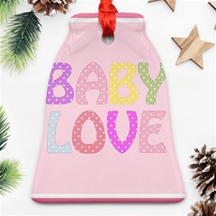 Pink Baby Love Text In Colorful Polka Dots Bell Ornament (two Sides) by Simbadda