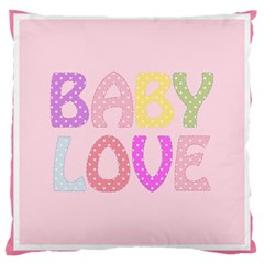 Pink Baby Love Text In Colorful Polka Dots Large Cushion Case (two Sides) by Simbadda