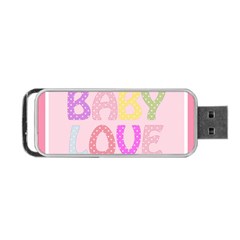 Pink Baby Love Text In Colorful Polka Dots Portable Usb Flash (two Sides) by Simbadda