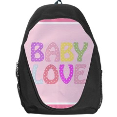 Pink Baby Love Text In Colorful Polka Dots Backpack Bag by Simbadda