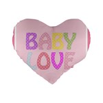 Pink Baby Love Text In Colorful Polka Dots Standard 16  Premium Heart Shape Cushions Front