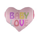 Pink Baby Love Text In Colorful Polka Dots Standard 16  Premium Heart Shape Cushions Back