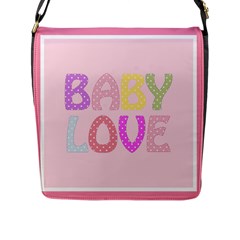 Pink Baby Love Text In Colorful Polka Dots Flap Messenger Bag (l)  by Simbadda