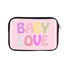 Pink Baby Love Text In Colorful Polka Dots Apple Ipad Mini Zipper Cases by Simbadda