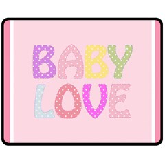 Pink Baby Love Text In Colorful Polka Dots Double Sided Fleece Blanket (medium)  by Simbadda