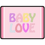 Pink Baby Love Text In Colorful Polka Dots Double Sided Fleece Blanket (Large)  80 x60  Blanket Front