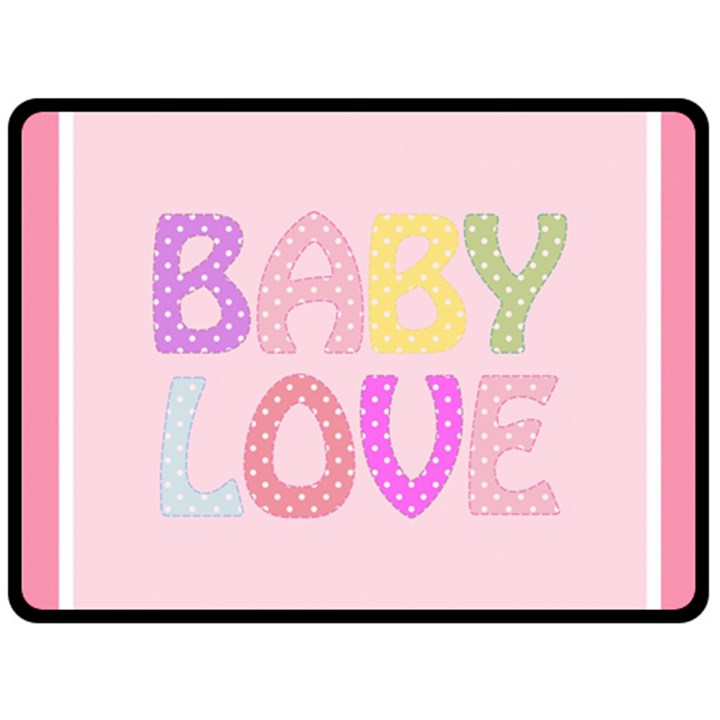 Pink Baby Love Text In Colorful Polka Dots Double Sided Fleece Blanket (Large) 