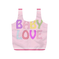 Pink Baby Love Text In Colorful Polka Dots Full Print Recycle Bags (s)  by Simbadda