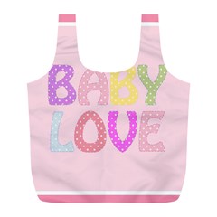 Pink Baby Love Text In Colorful Polka Dots Full Print Recycle Bags (l)  by Simbadda