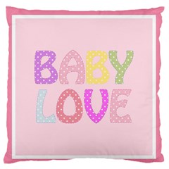 Pink Baby Love Text In Colorful Polka Dots Large Flano Cushion Case (one Side) by Simbadda