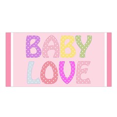 Pink Baby Love Text In Colorful Polka Dots Satin Shawl by Simbadda