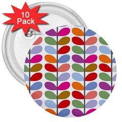 Colorful Bright Leaf Pattern Background 3  Buttons (10 Pack)  by Simbadda