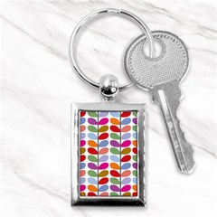 Colorful Bright Leaf Pattern Background Key Chains (rectangle)  by Simbadda