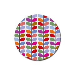 Colorful Bright Leaf Pattern Background Rubber Coaster (round)  by Simbadda