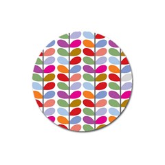 Colorful Bright Leaf Pattern Background Magnet 3  (round) by Simbadda