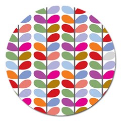 Colorful Bright Leaf Pattern Background Magnet 5  (round) by Simbadda