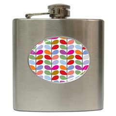 Colorful Bright Leaf Pattern Background Hip Flask (6 Oz) by Simbadda