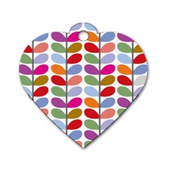 Colorful Bright Leaf Pattern Background Dog Tag Heart (two Sides) by Simbadda