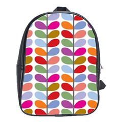 Colorful Bright Leaf Pattern Background School Bags(large)  by Simbadda