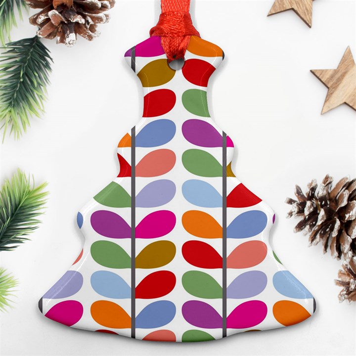 Colorful Bright Leaf Pattern Background Ornament (Christmas Tree) 