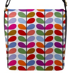 Colorful Bright Leaf Pattern Background Flap Messenger Bag (s) by Simbadda