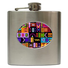 Abstract A Colorful Modern Illustration Hip Flask (6 Oz) by Simbadda