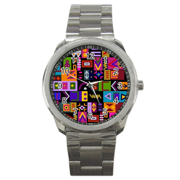 Abstract A Colorful Modern Illustration Sport Metal Watch