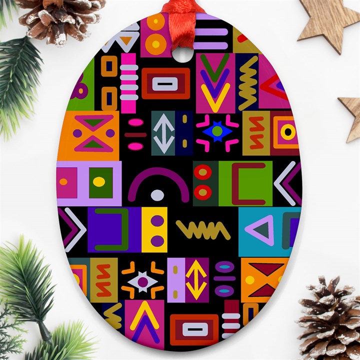 Abstract A Colorful Modern Illustration Oval Ornament (Two Sides)