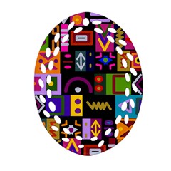 Abstract A Colorful Modern Illustration Oval Filigree Ornament (two Sides) by Simbadda