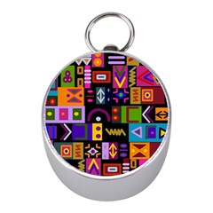 Abstract A Colorful Modern Illustration Mini Silver Compasses by Simbadda