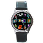 Abstract A Colorful Modern Illustration Round Metal Watch Front