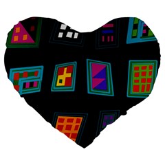 Abstract A Colorful Modern Illustration Large 19  Premium Heart Shape Cushions