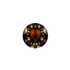 Fractal Of A Red Heart Surrounded By Beige Ball 1  Mini Magnets by Simbadda