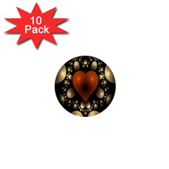 Fractal Of A Red Heart Surrounded By Beige Ball 1  Mini Buttons (10 Pack)  by Simbadda