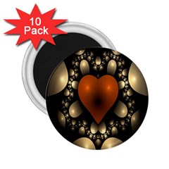 Fractal Of A Red Heart Surrounded By Beige Ball 2 25  Magnets (10 Pack)  by Simbadda