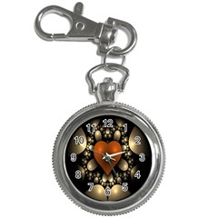 Fractal Of A Red Heart Surrounded By Beige Ball Key Chain Watches by Simbadda