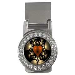 Fractal Of A Red Heart Surrounded By Beige Ball Money Clips (cz)  by Simbadda